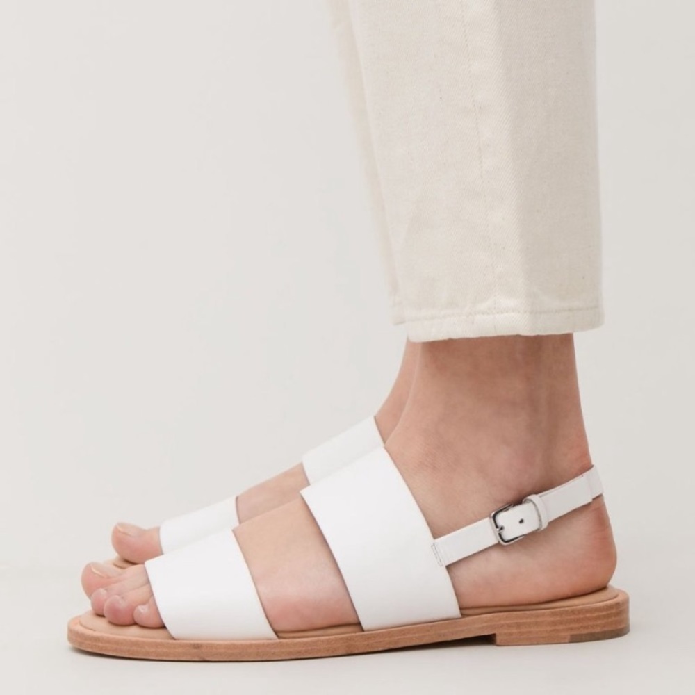 COS White Leather Strap Sandals